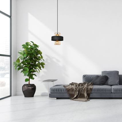 Csillár zsinóron VOLTA 1xE27/15W/230V fekete/arany