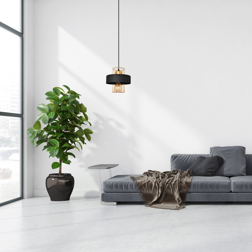 Csillár zsinóron VOLTA 1xE27/15W/230V fekete/arany