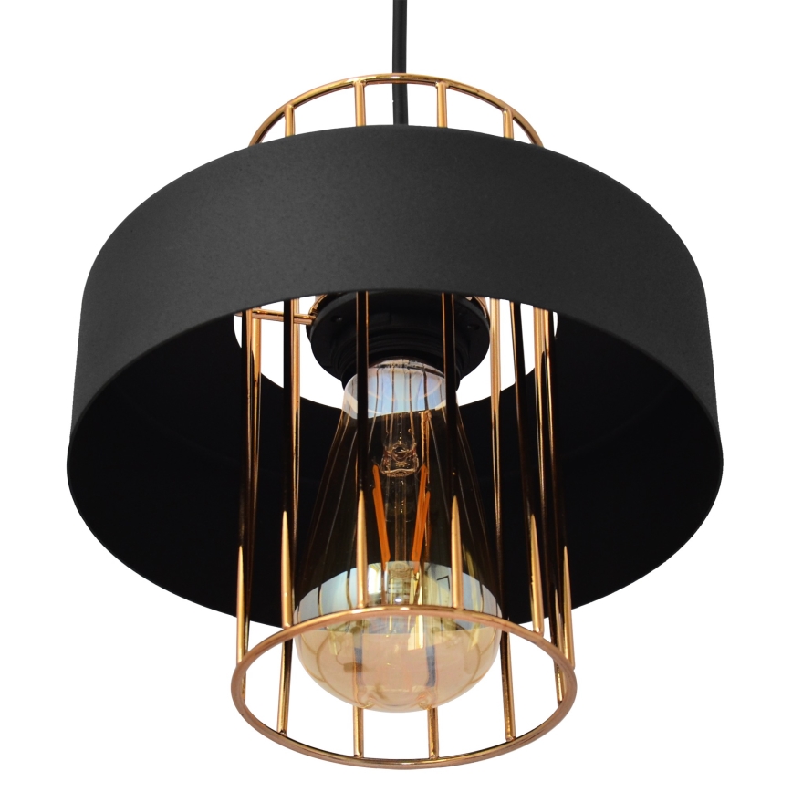 Csillár zsinóron VOLTA 1xE27/15W/230V fekete/arany