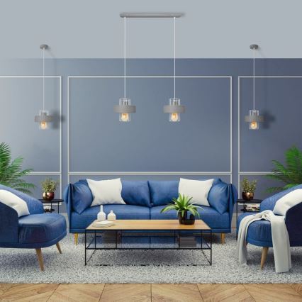 Csillár zsinóron VOLTA 1xE27/15W/230V szürke