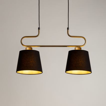 Csillár zsinóron VOLUTTO 2xE27/60W/230V fekete/réz