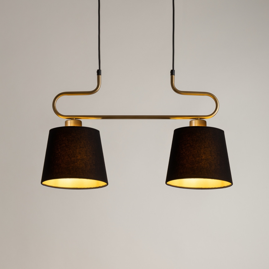 Csillár zsinóron VOLUTTO 2xE27/60W/230V fekete/réz