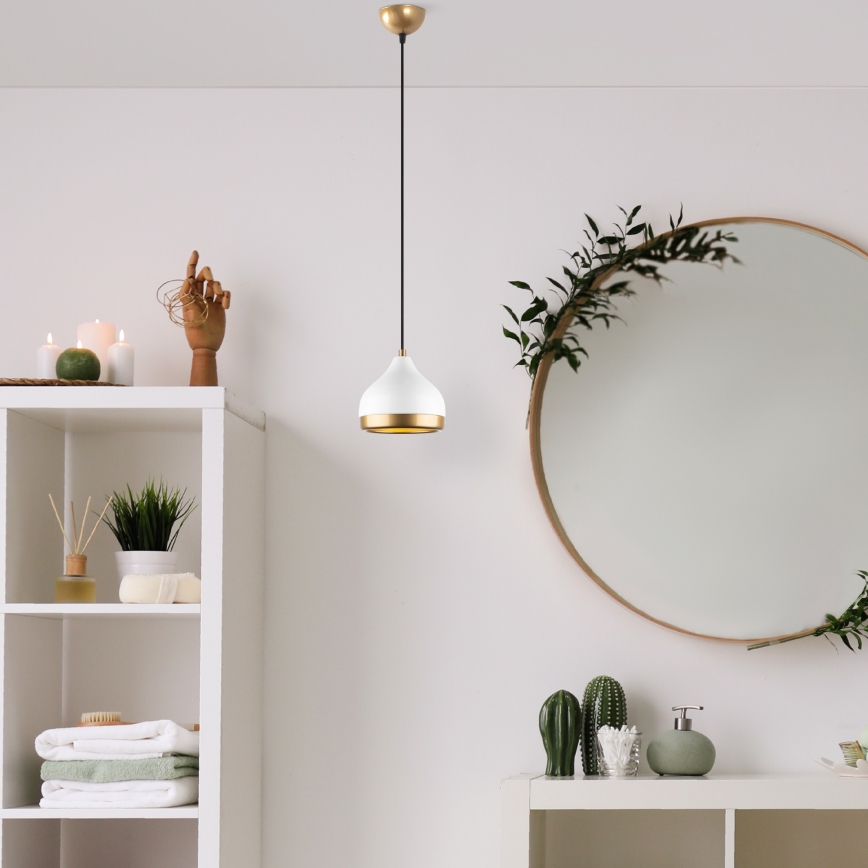 Csillár zsinóron YILDO 1xE27/40W/230V fehér/arany