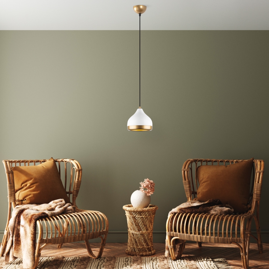 Csillár zsinóron YILDO 1xE27/40W/230V fehér/arany