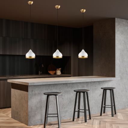 Csillár zsinóron YILDO 1xE27/40W/230V fehér/arany