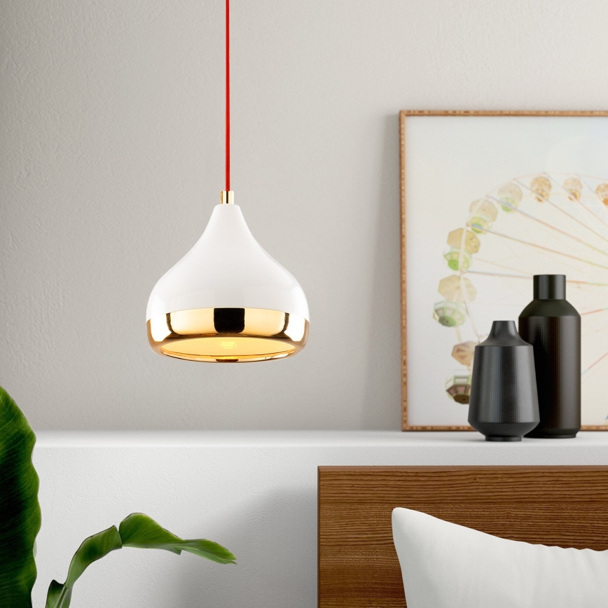 Csillár zsinóron YILDO 1xE27/40W/230V fehér/arany/piros