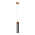 Csillár zsinóron ZANE 1xGU10/40W/230V beton/Nyírfa/bükkfa