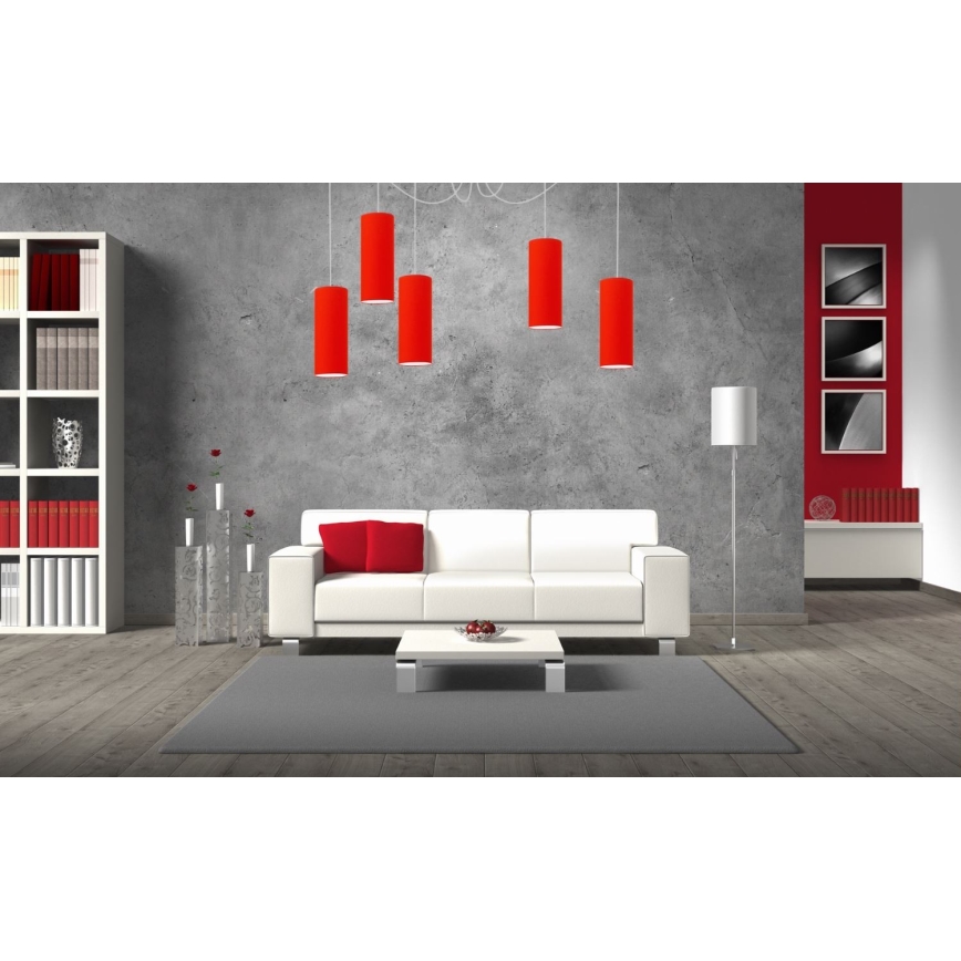 Csillár zsinóron ZIK 5xE27/40W/230V piros