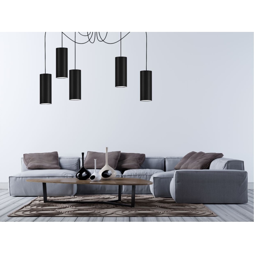 Csillár zsinóron ZIK 5xE27/40W/230V pók fekete