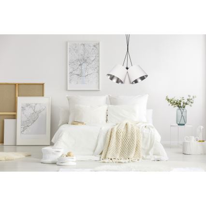 Csillár zsinóron ZOMA 3xE27/60W/260V fehér/fényes króm