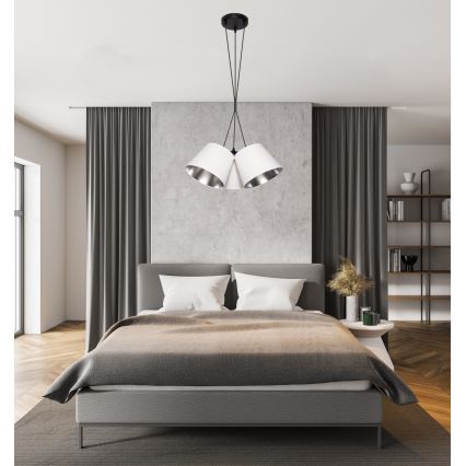 Csillár zsinóron ZOMA 3xE27/60W/260V fehér/fényes króm