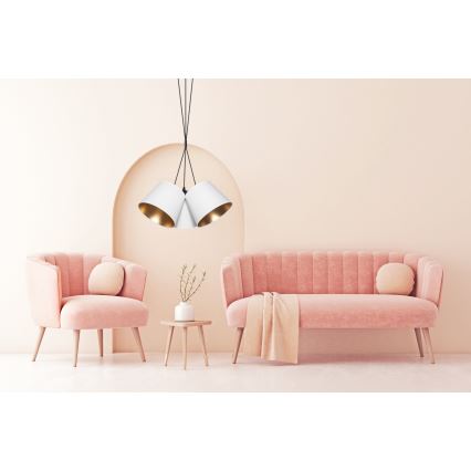 Csillár zsinóron ZOMA 3xE27/60W/260V fehér/réz