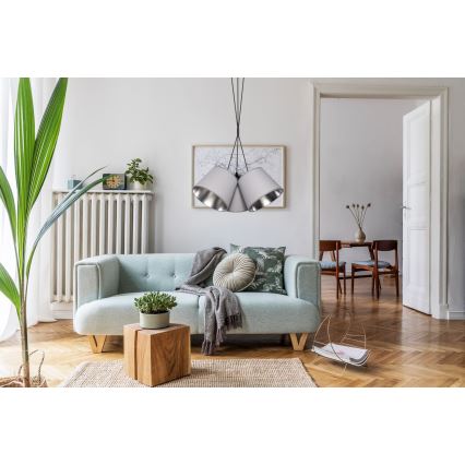 Csillár zsinóron ZOMA 3xE27/60W/260V szürke/fényes króm