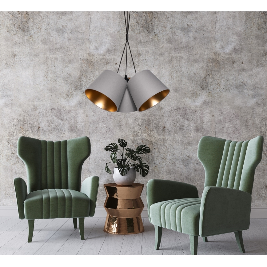 Csillár zsinóron ZOMA 3xE27/60W/260V szürke/réz