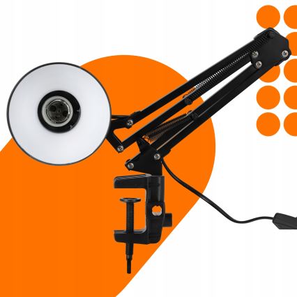 Csipeszes asztali lámpa 1xE27/60W/230V fekete