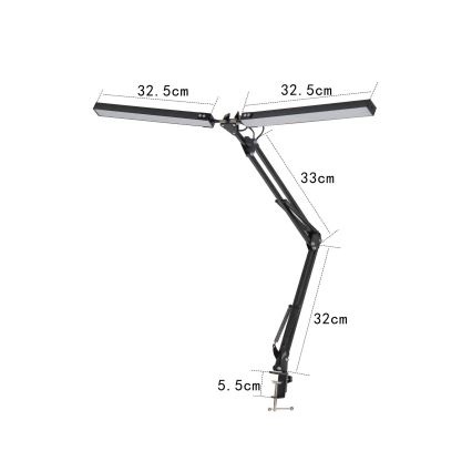 Csíptetős LED asztali lámpa 2xLED/10W/230V 2800-6800K