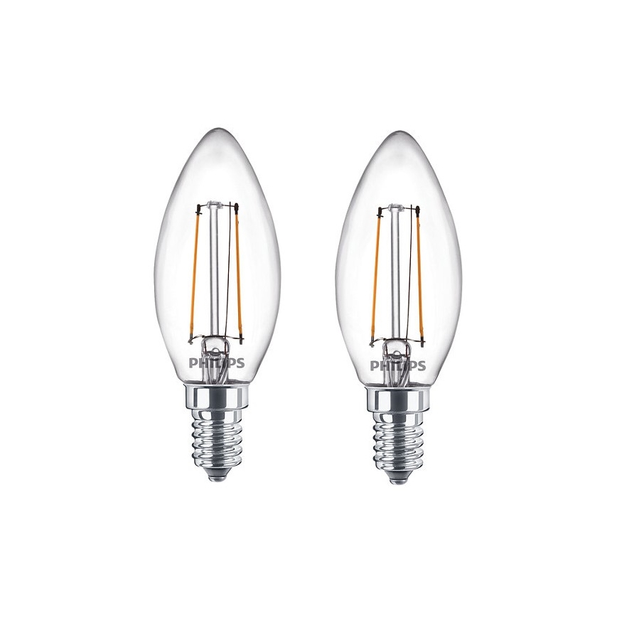 CSOMAG 2x LED Izzó Philips B35 E14/2W/230V 2700K