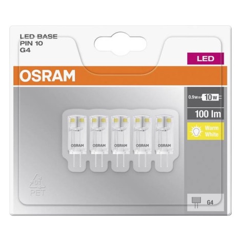 CSOMAG 5x LED Izzó PIN G4/0,9W/12V 2700K - Osram