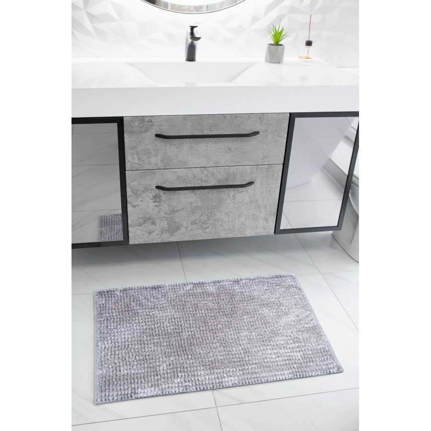 Csúszásgátló fürdőszobai lábtörlő CHENILLE 50x80 cm szürke