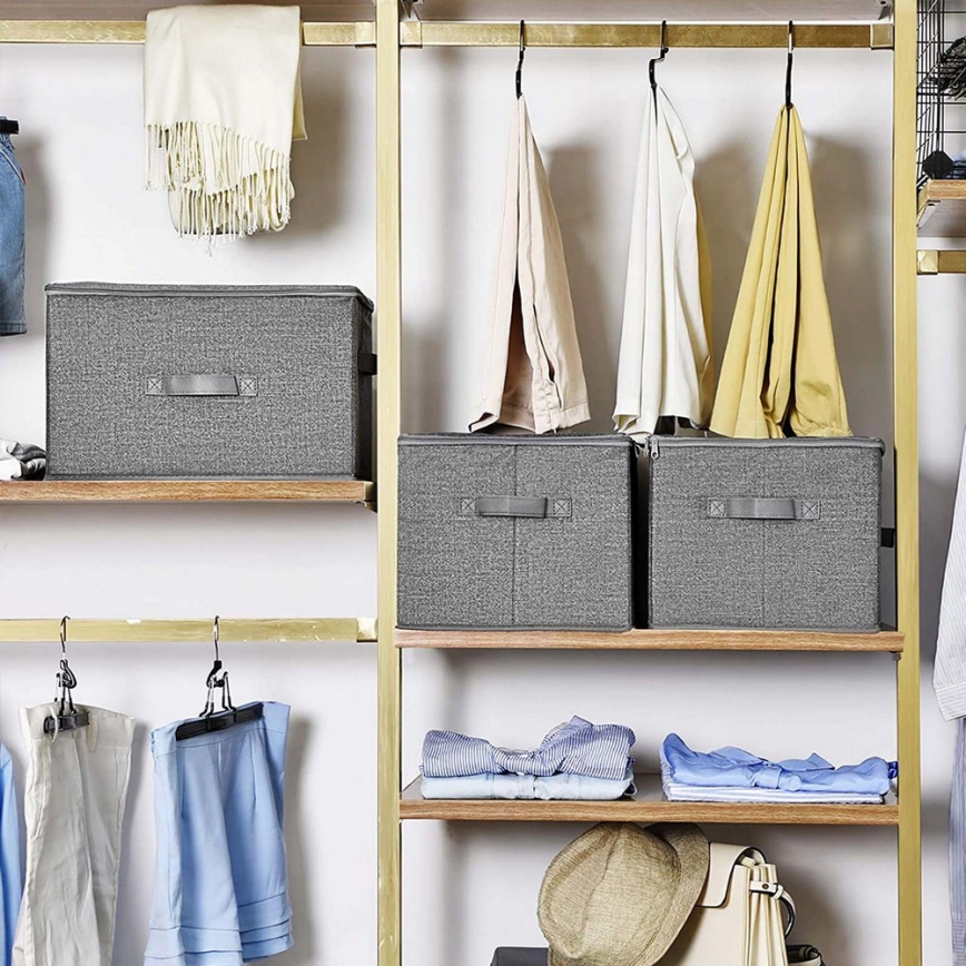 CURAN 3 darabos cipzáras tárolódoboz szett, szürke