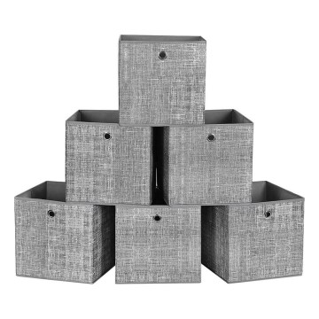 CURAN 6 db-os tárolódoboz, 30x30x30 cm, szürke