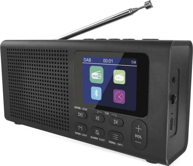 DAB DAB+ FM rádió 3W/5V/4xAA fekete