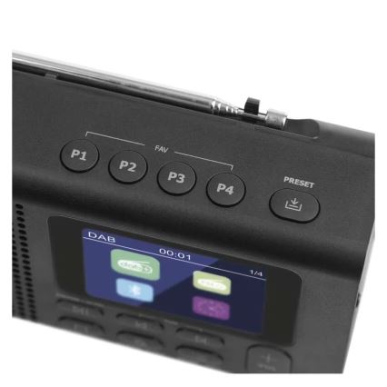 DAB DAB+ FM rádió 3W/5V/4xAA fekete