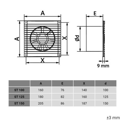 Dalap 1220 - Axiális ventilátor védőrácssal 125 ST 16W/230V