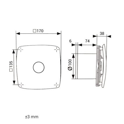 Dalap 41093 - Axiális ventilátor 100 ONYX 14W/230V