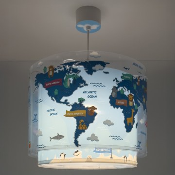 Dalber 40672 - WORLD gyerekszoba csillár 1xE27/15W/230V kék