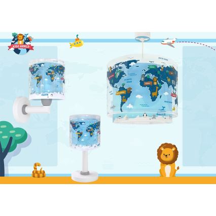 Dalber 40672 - WORLD gyerekszoba csillár 1xE27/15W/230V kék