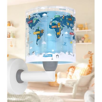 Dalber 40679 - WORLD gyermek fali lámpa 1xE27/15W/230V kék
