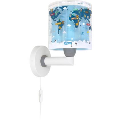 Dalber 40679 - WORLD gyermek fali lámpa 1xE27/15W/230V kék