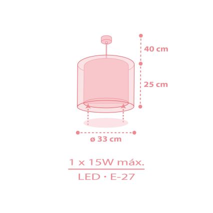 Dalber 41572S - BABY TEDDY gyerek csillár 1xE27/15W/230V rózsaszín