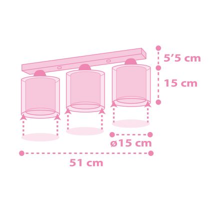 Dalber 41593 - Gyermek mennyezeti lámpa UNICORNS 3xE27/60W/230V