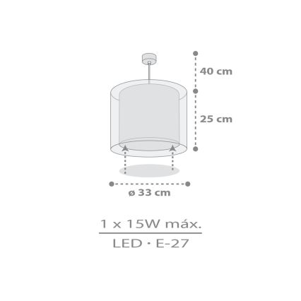 Dalber 41762E - Gyerek csillár KAWAII FRIENDS 1xE27/15W/230V szürke