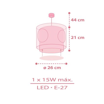 Dalber 60912 - Gyerekszobai csillár PRINCESS DANCE 1xE27/15W/230V rózsaszín