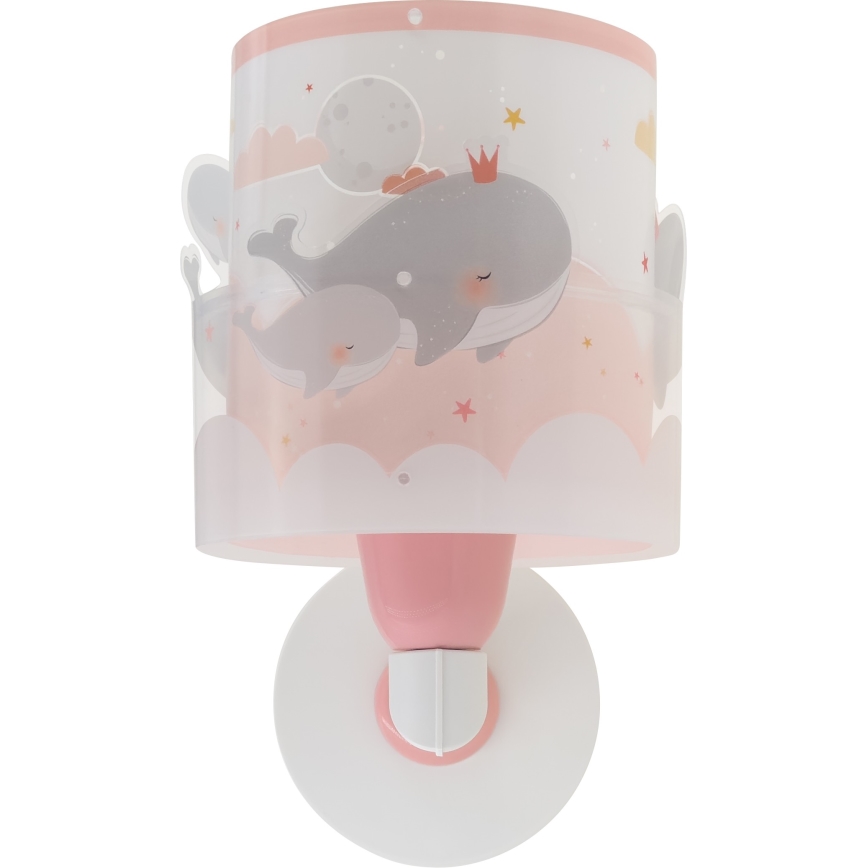 Dalber 61179S - Gyerek fali lámpa WHALE DREAMS 1xE27/15W/230V rózsaszín