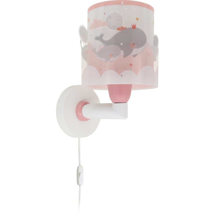 Dalber 61179S - Gyerek fali lámpa WHALE DREAMS 1xE27/15W/230V rózsaszín