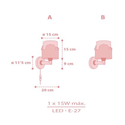 Dalber 61179S - Gyerek fali lámpa WHALE DREAMS 1xE27/15W/230V rózsaszín