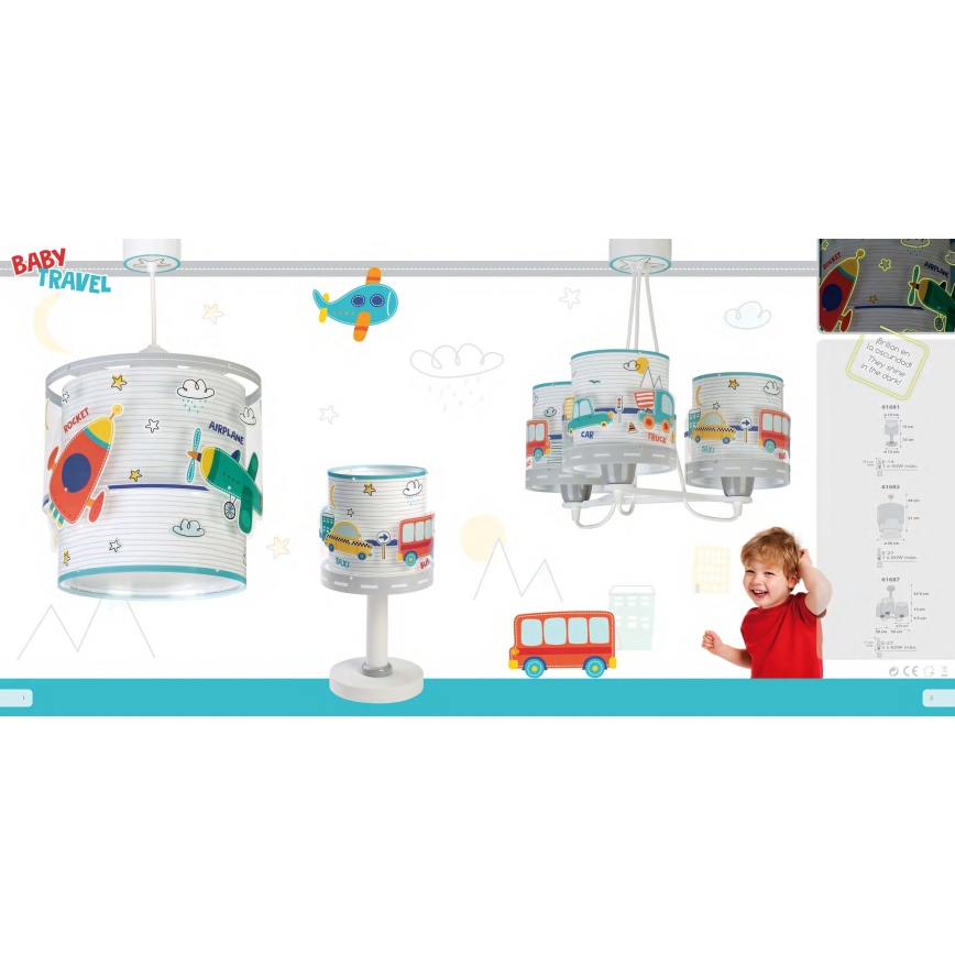 Dalber 61682 - Gyerek csillár BABY TRAVEL 1xE27/60W/230V