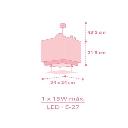 Dalber 63112S - Gyermekcsillár JUNGLE 1xE27/15W/230V rózsaszín