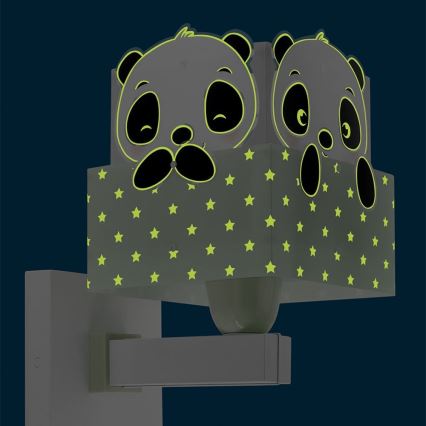 Dalber 63169H - Gyermek fali lámpa PANDA 1xE27/60W/230V zöld