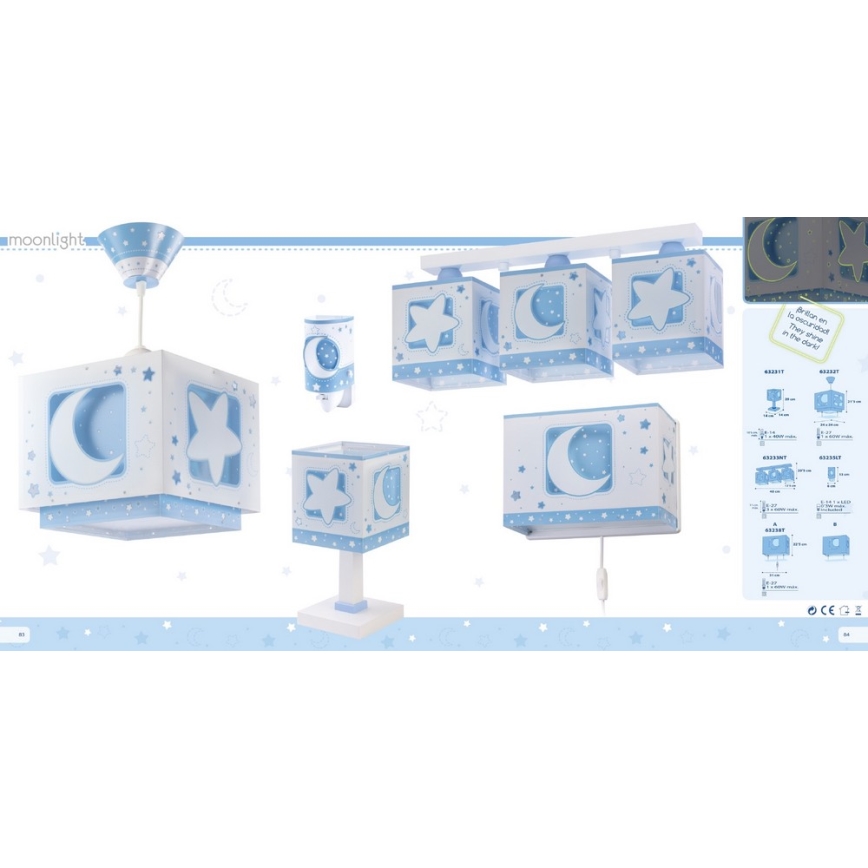 Dalber 63232T - Gyermek csillár MOON LIGHT 1xE27/60W/230V