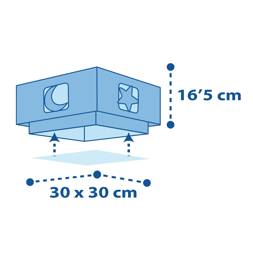 Dalber 63236T - Gyermek mennyezeti lámpa MOONLIGHT 2xE27/60W/230V kék