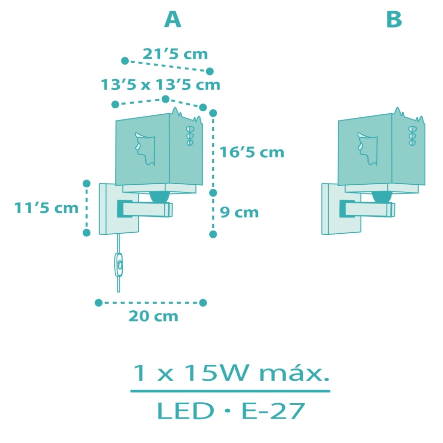 Dalber 64389 - Gyerek fali lámpa LITTLE DRAGON 1xE27/15W/230V