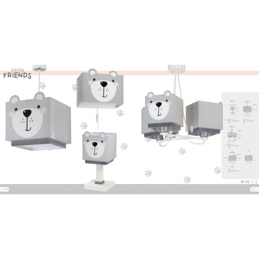 Dalber 64572 - Gyerek csillár LITTLE TEDDY 1xE27/60W/230V