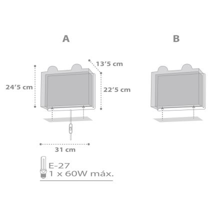Dalber 64578 - Gyerek fali lámpa LITTLE TEDDY 1xE27/60W/230V
