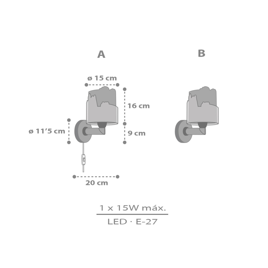 Dalber 76309 - Gyermek fali lámpa SNOOPY 1xE27/15W/230V fehér/piros