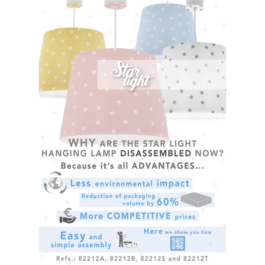 Dalber 82212S - Gyermekcsillár STAR LIGHT 1xE27/60W/230V rózsaszín